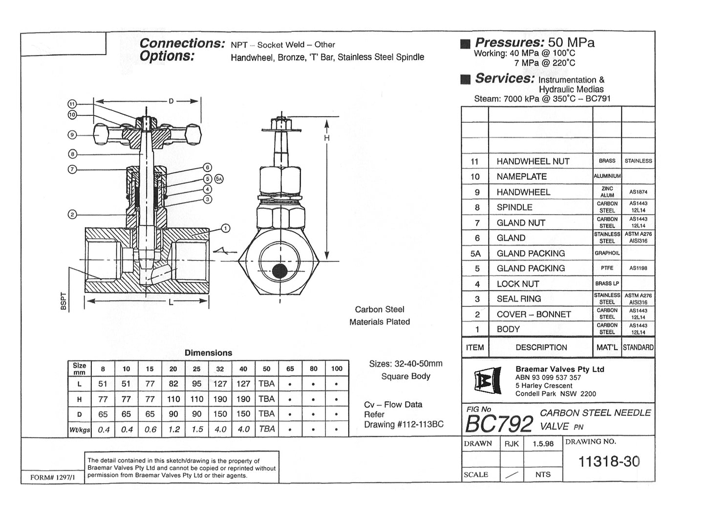 Needle Valve - Carbon Steel - Screwed BSPT - BC792 - 15mm